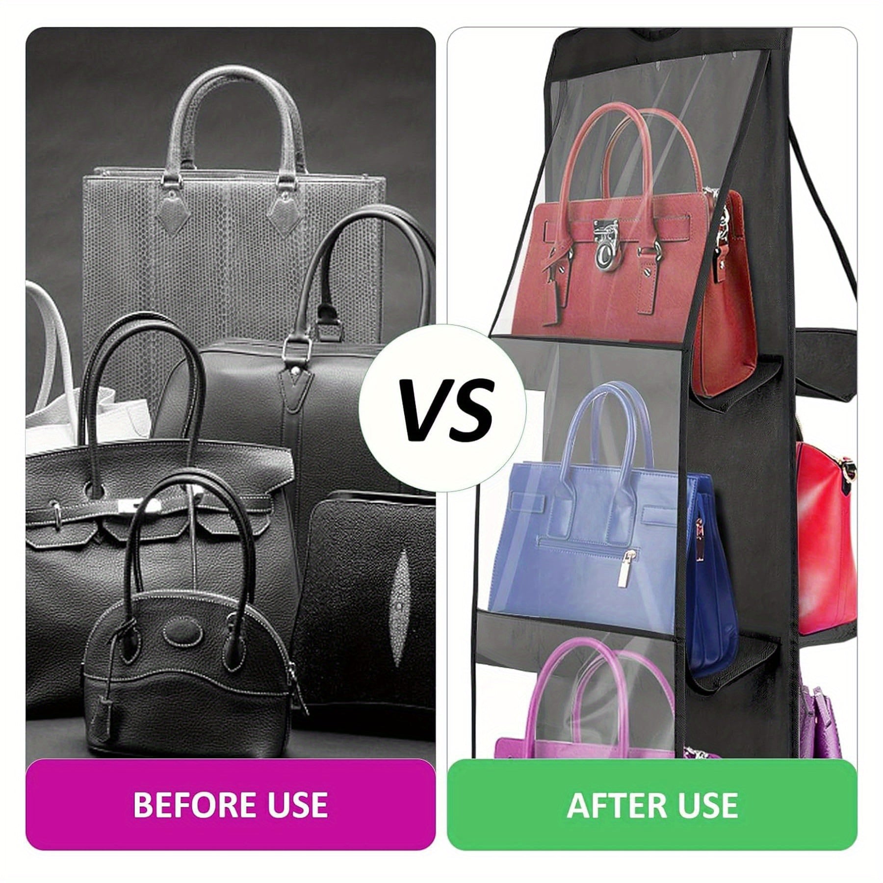 Women's Clear Hanging Organizer for Handbags Closet Storage Shelf