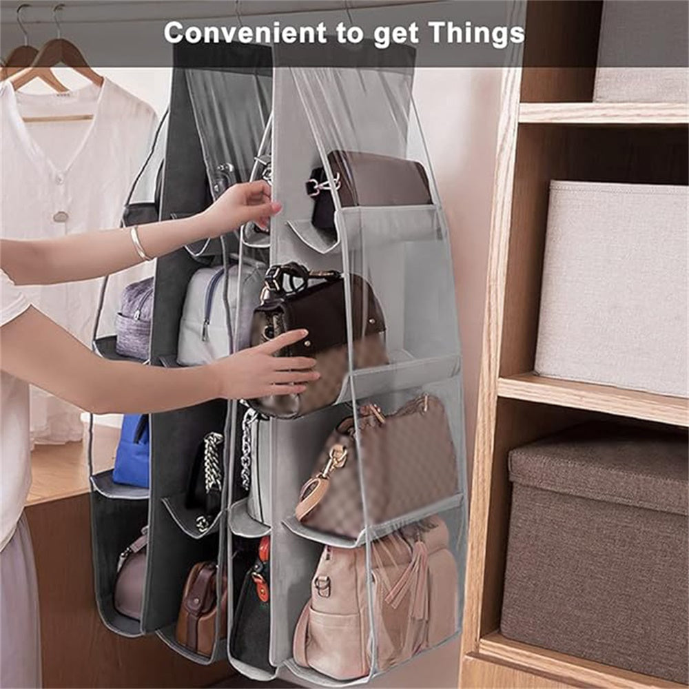 Women's Clear Hanging Organizer for Handbags Closet Storage Shelf