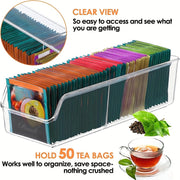 Acrylic Tea Bag Organizer Clear Storage for Tea Sugar Spices Countertop