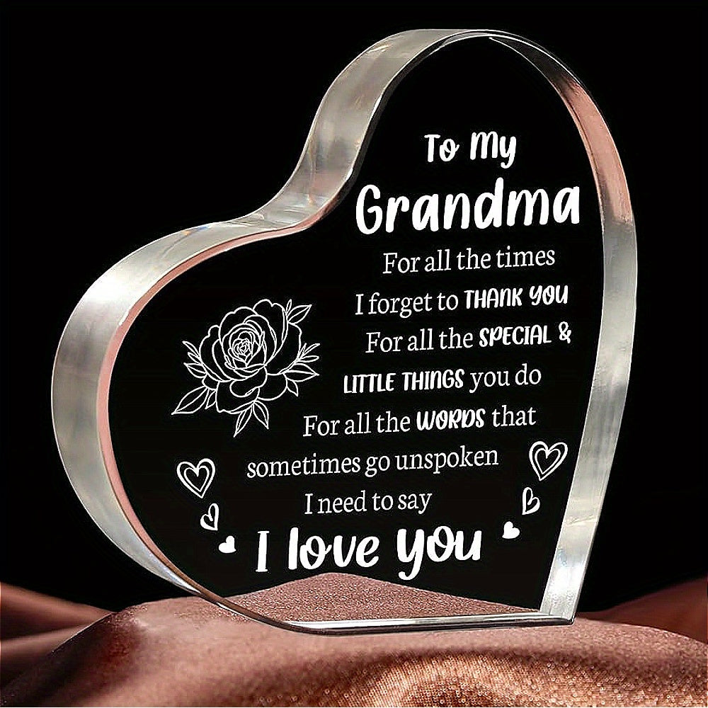 Acrylic Keepsake Gift for Grandma I Love You Birthday Mother's Day Christmas Valentine