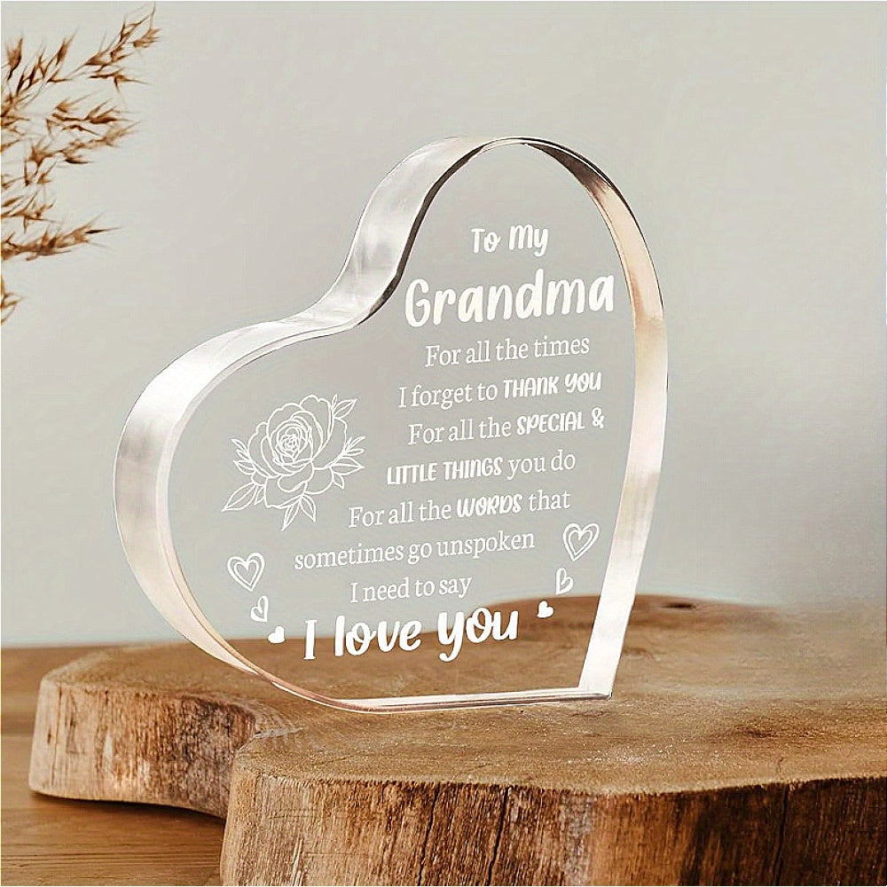 Acrylic Keepsake Gift for Grandma I Love You Birthday Mother's Day Christmas Valentine