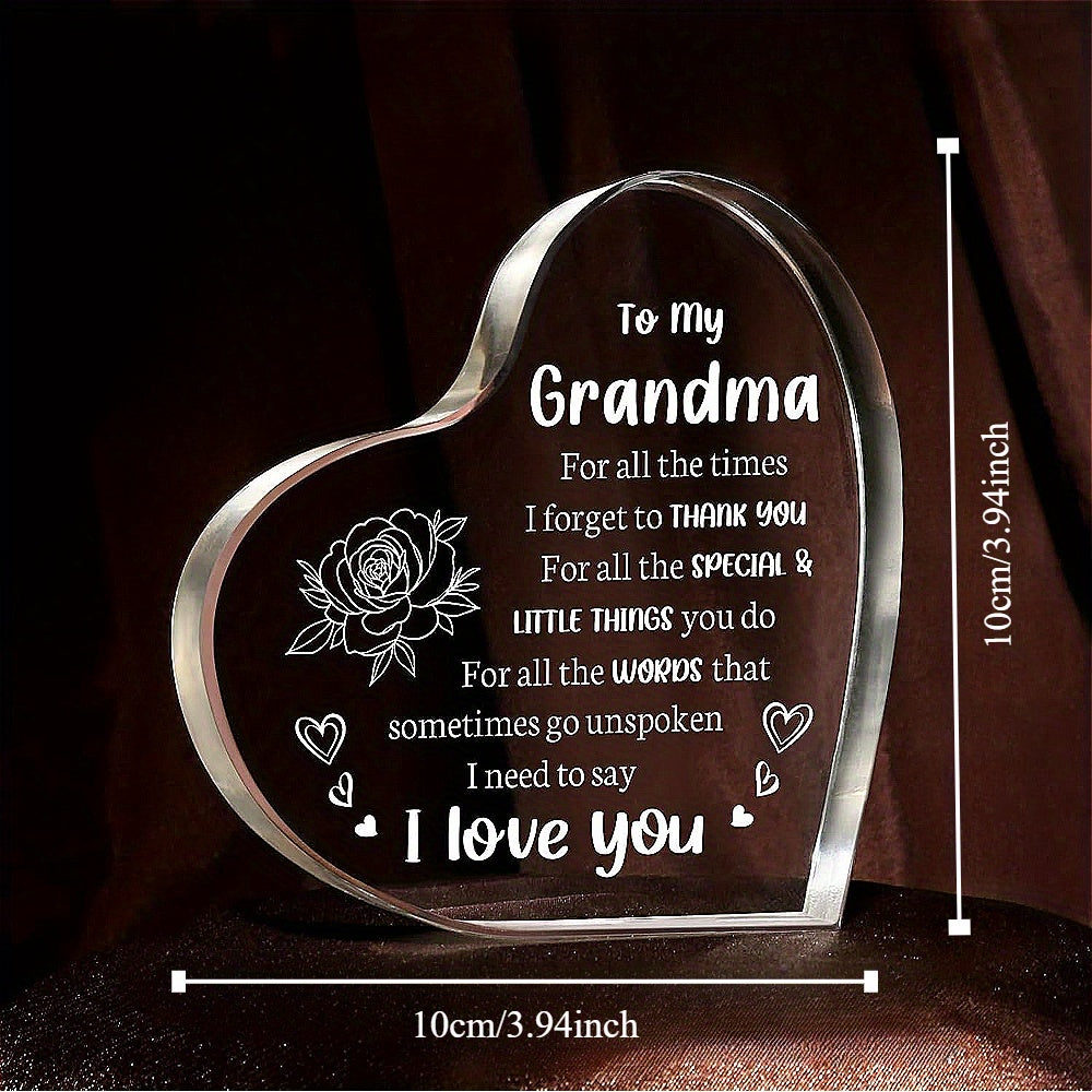 Acrylic Keepsake Gift for Grandma I Love You Birthday Mother's Day Christmas Valentine