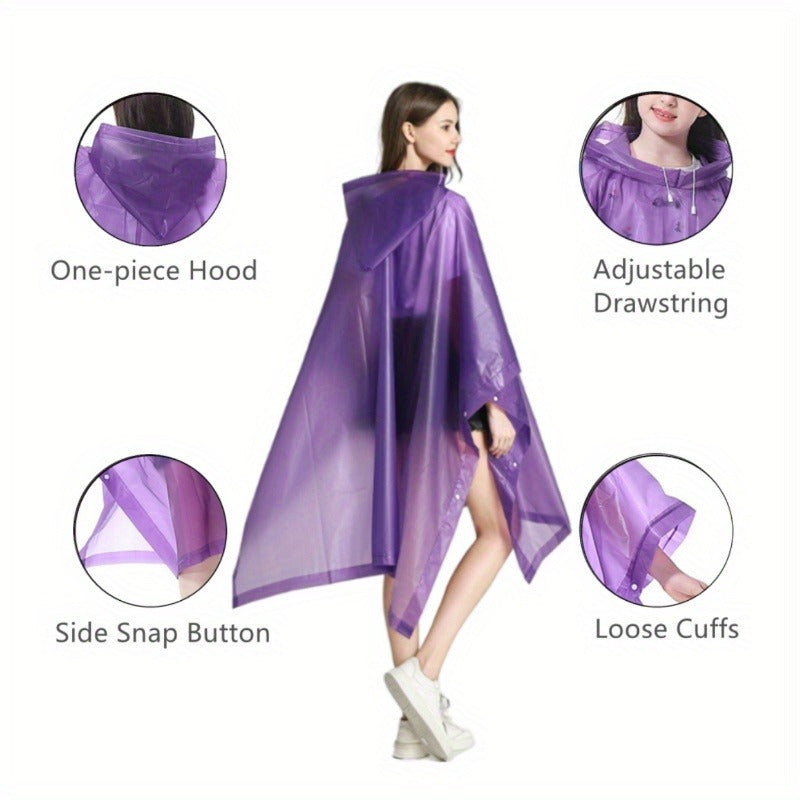 Adult Reusable EVA Raincoat Hooded Waterproof Poncho for Outdoors