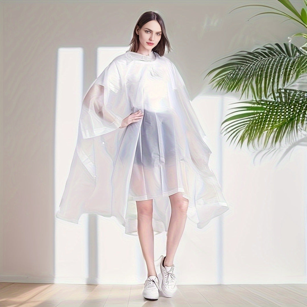 Adult Reusable EVA Raincoat Hooded Waterproof Poncho for Outdoors