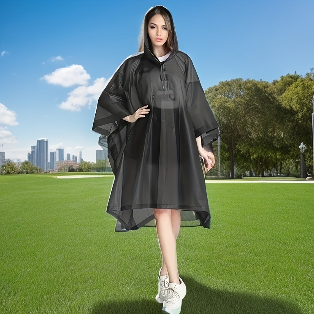 Adult Reusable EVA Raincoat Hooded Waterproof Poncho for Outdoors