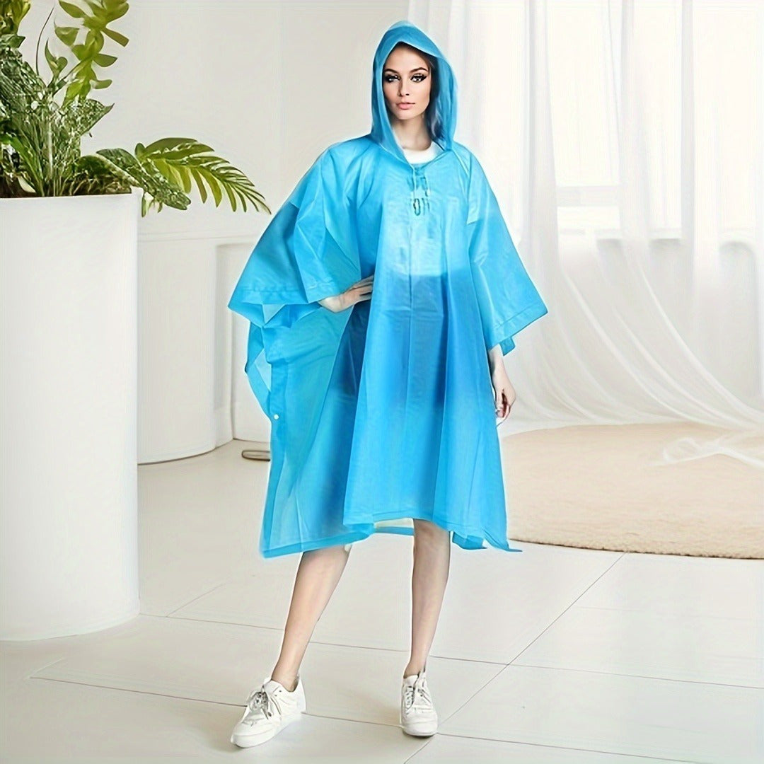 Adult Reusable EVA Raincoat Hooded Waterproof Poncho for Outdoors