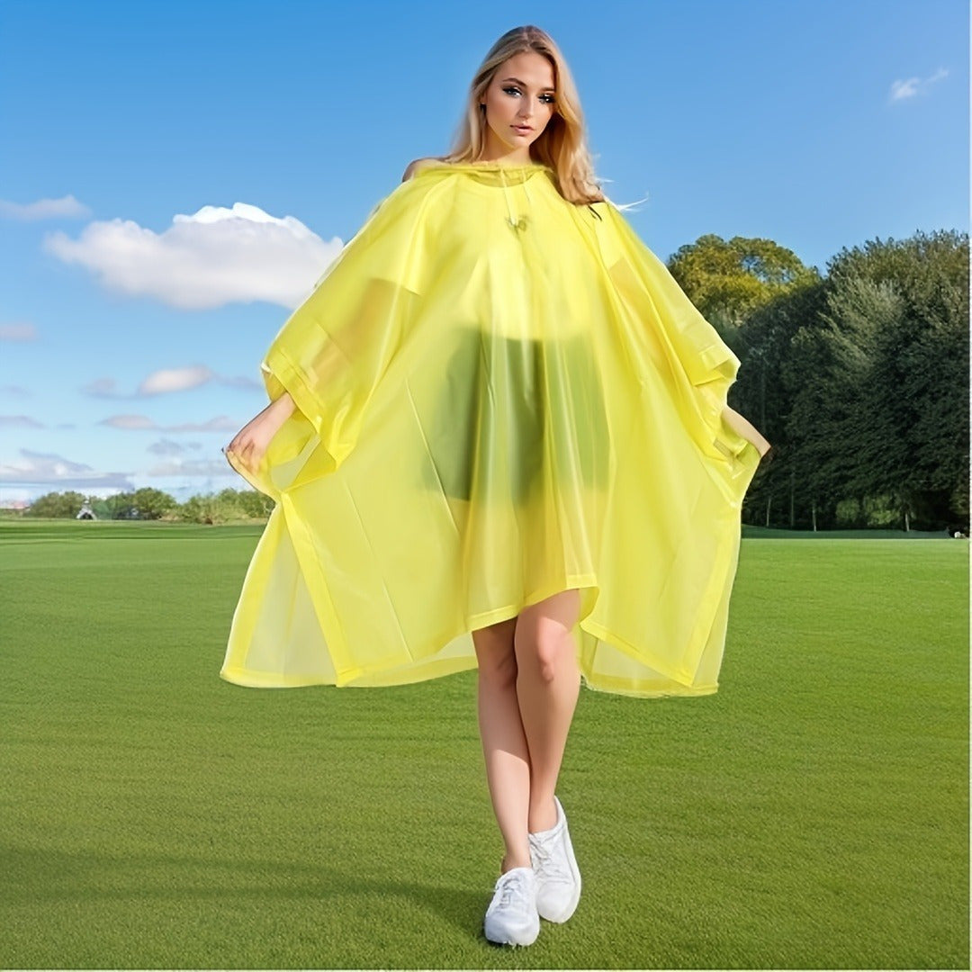 Adult Reusable EVA Raincoat Hooded Waterproof Poncho for Outdoors