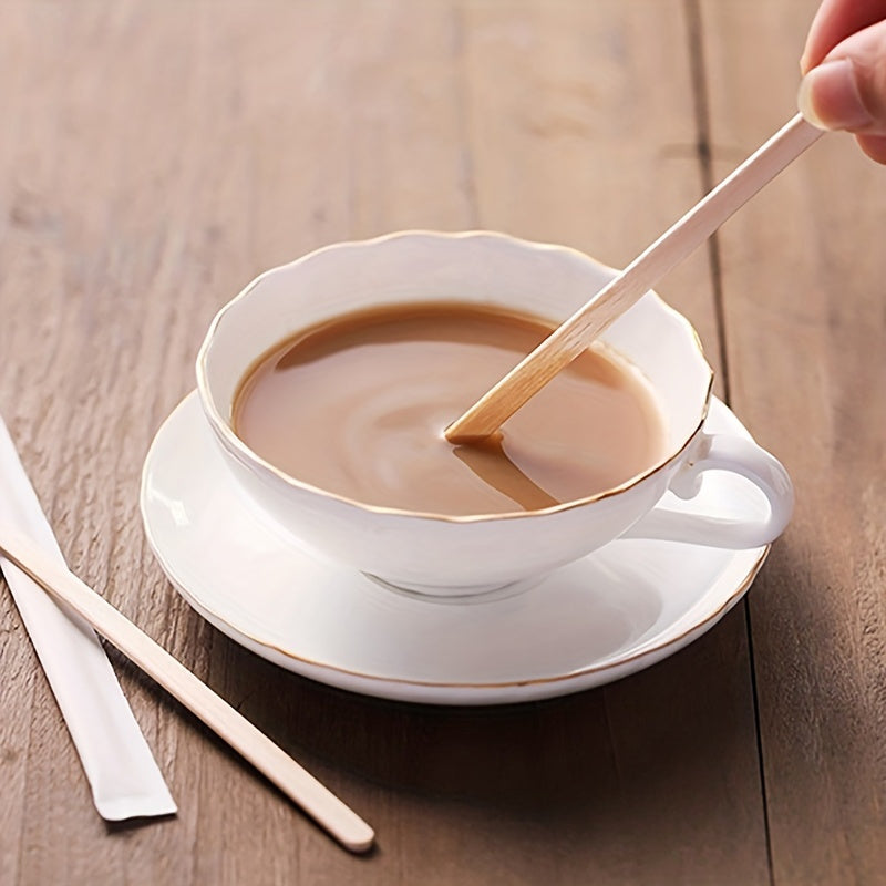 Eco-Friendly Wooden Coffee Stir Sticks Pack of 50 Biodegradable Disposable