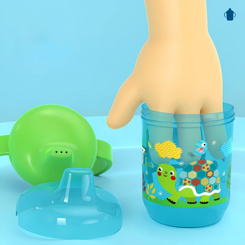 Kids' Duck-Shaped Cartoon Animal Handle Learning Cup Spill-Proof Water Bottle