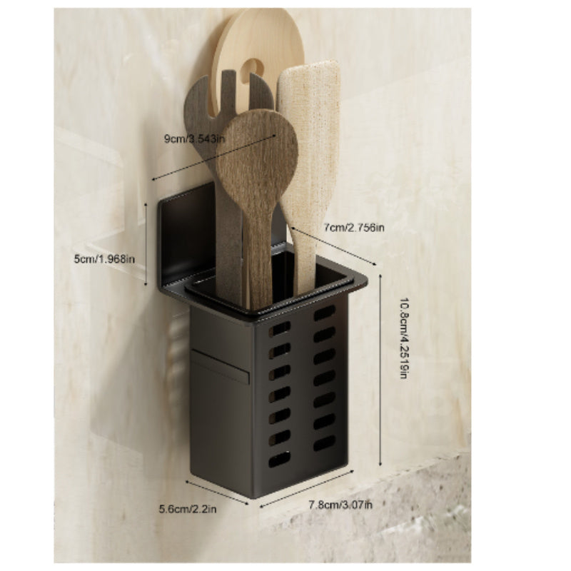 Black Wall-Mounted Toothbrush Holder with Compartments for Toothbrushes and Toothpaste