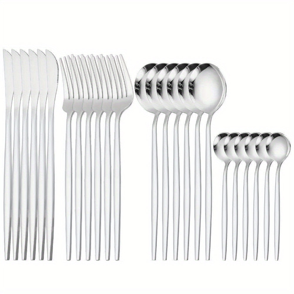 Stainless Steel Flatware Set with Steak Knives Forks Spoons Dishwasher Safe