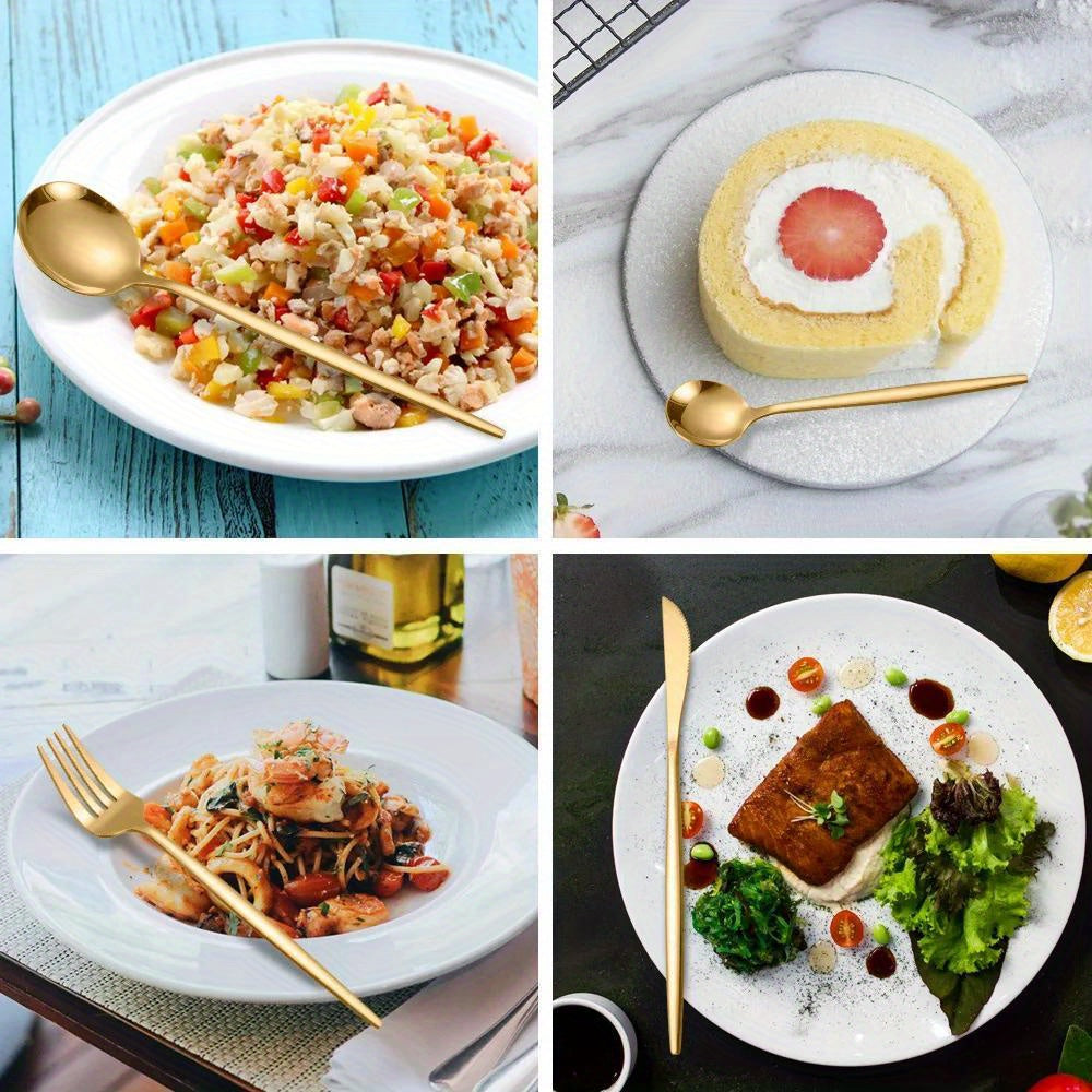 Stainless Steel Flatware Set with Steak Knives Forks Spoons Dishwasher Safe