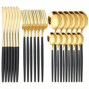 Stainless Steel Flatware Set with Steak Knives Forks Spoons Dishwasher Safe