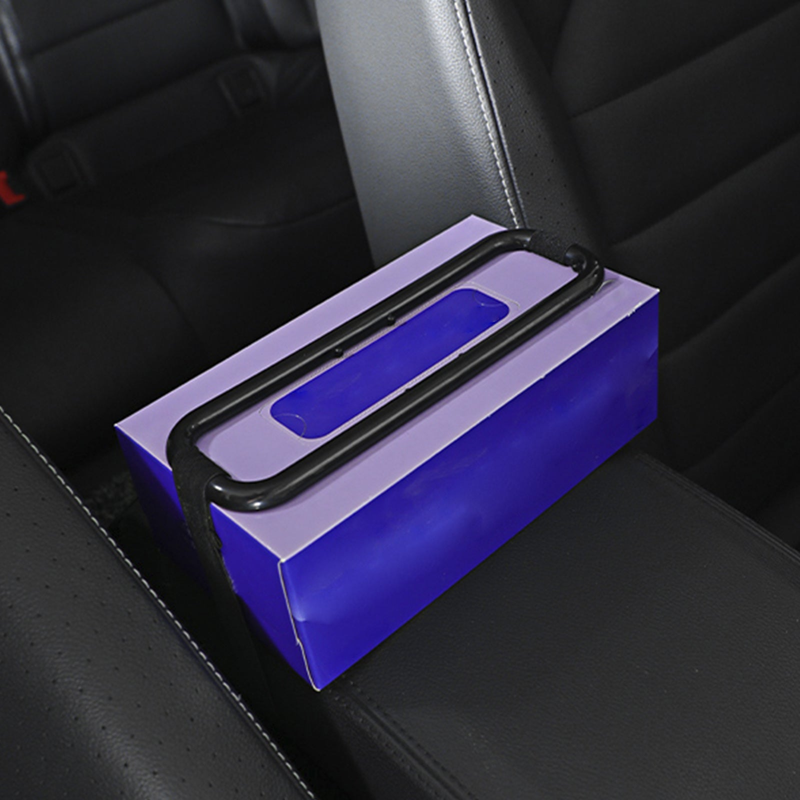 Car Sunshade Organizer Tissue Holder with Clip-On Elastic Band Black Plastic