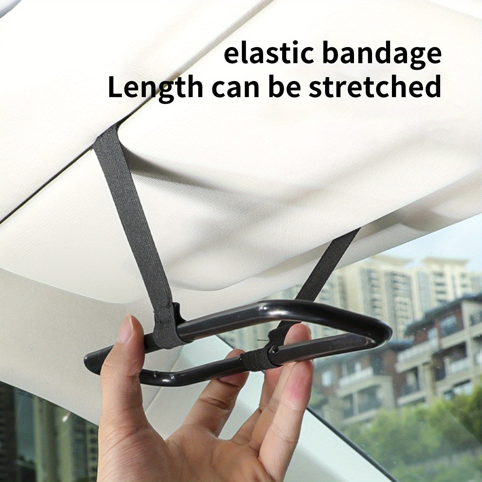 Car Sunshade Organizer Tissue Holder with Clip-On Elastic Band Black Plastic