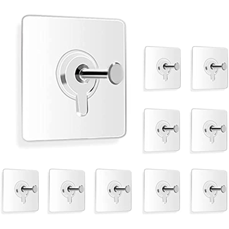 Self-Adhesive Wall Hooks 10 Pack 5.9kg Capacity for Pictures Bags and More