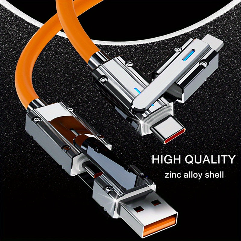 60W 4-in-1 USB Fast Charging Cable for iPhone Samsung Xiaomi Huawei Tablets