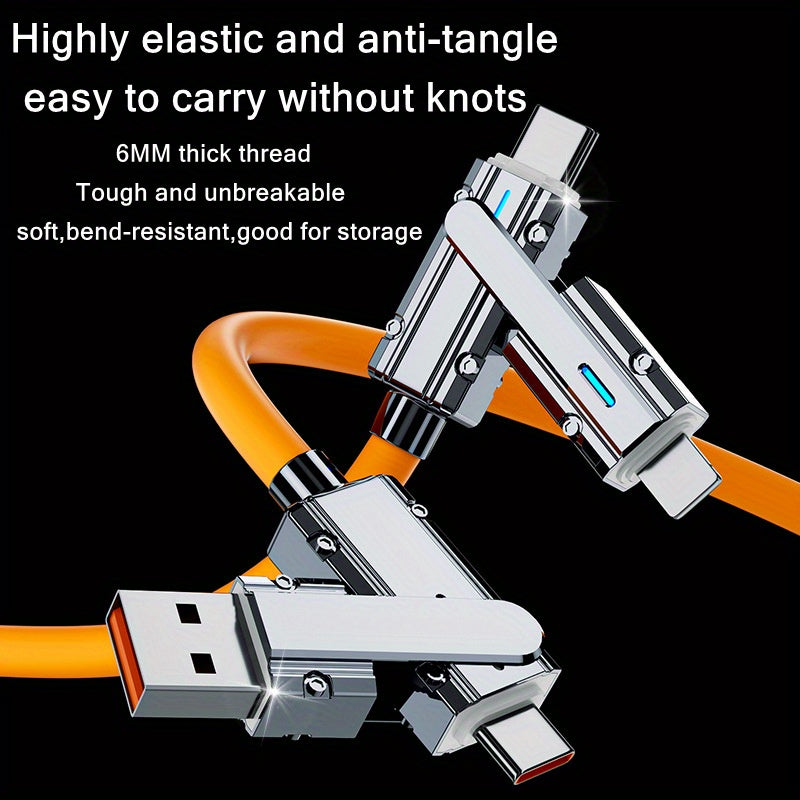 60W 4-in-1 USB Fast Charging Cable for iPhone Samsung Xiaomi Huawei Tablets