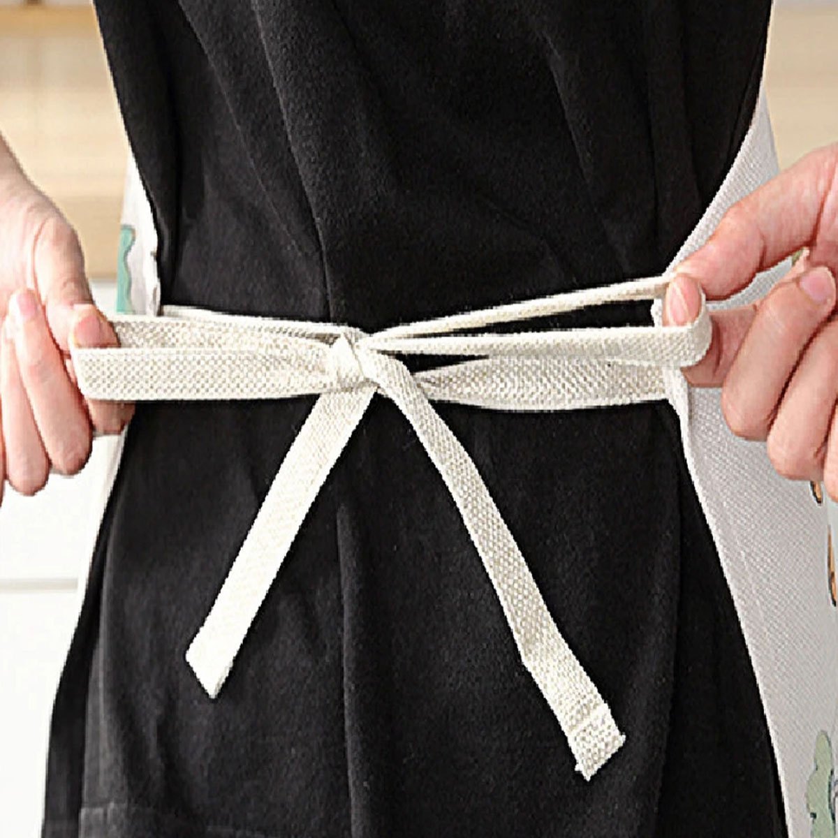 Ramadan Kareem Linen Apron with Moon and Lantern Print Reusable Kitchen Bakery Restaurant Use