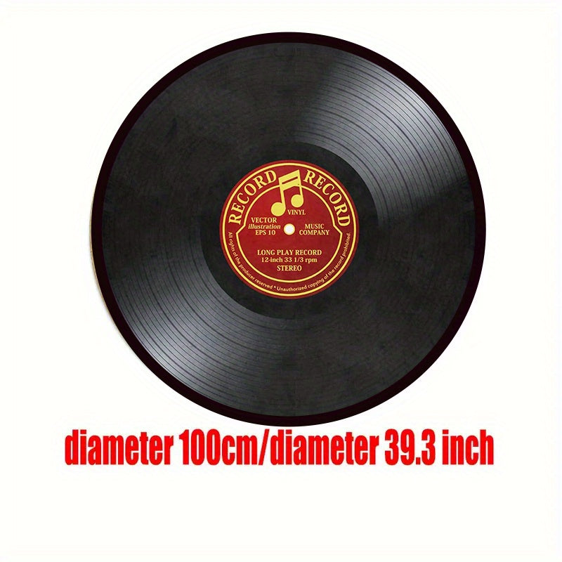 Vinyl Record-Inspired Round Area Rug Plush Sponge Material 1.2cm Thick for Living Room Bedroom