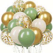 30-Piece Green White Gold Confetti Latex Balloons for Weddings Birthdays and Celebrations