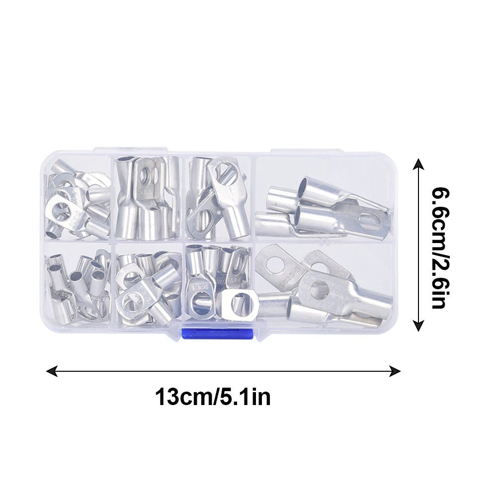 60pcs Tinned Copper Electrical Terminals Set with Storage Box for Battery and Wire Connections