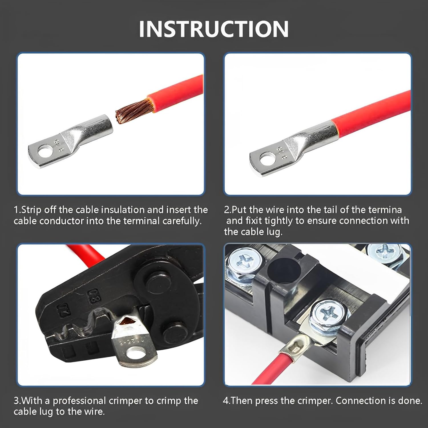 60pcs Tinned Copper Electrical Terminals Set with Storage Box for Battery and Wire Connections