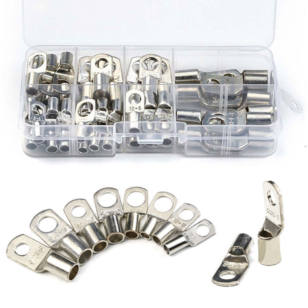 60pcs Tinned Copper Electrical Terminals Set with Storage Box for Battery and Wire Connections