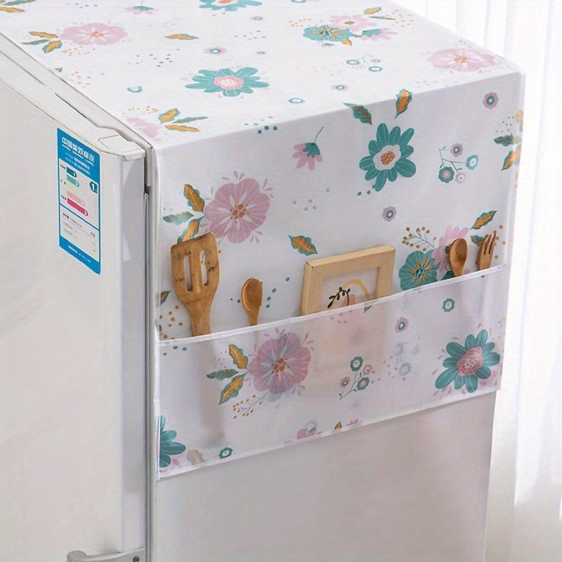 Waterproof PEVA Refrigerator Dust Cover with Carrot and Flower Design for Kitchen Appliances