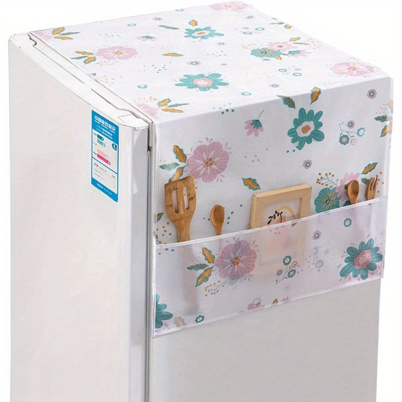 Waterproof PEVA Refrigerator Dust Cover with Carrot and Flower Design for Kitchen Appliances
