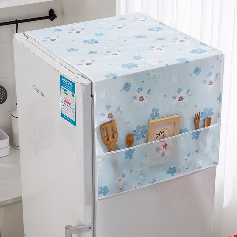 Waterproof PEVA Refrigerator Dust Cover with Carrot and Flower Design for Kitchen Appliances