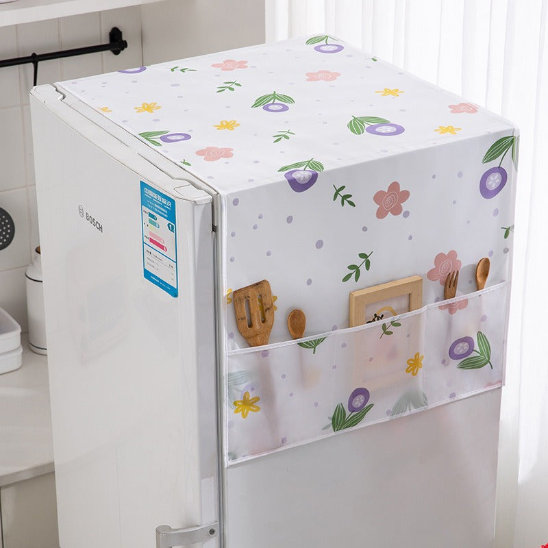 Waterproof PEVA Refrigerator Dust Cover with Carrot and Flower Design for Kitchen Appliances
