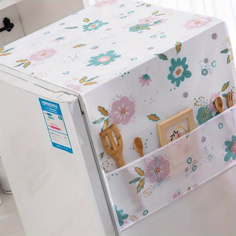 Waterproof PEVA Refrigerator Dust Cover with Carrot and Flower Design for Kitchen Appliances