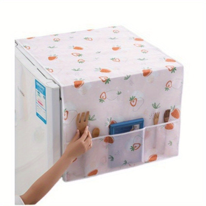 Cubierta impermeable para nevera con soporte para bolsa, a prueba de polvo y resistente a manchas de poliéster