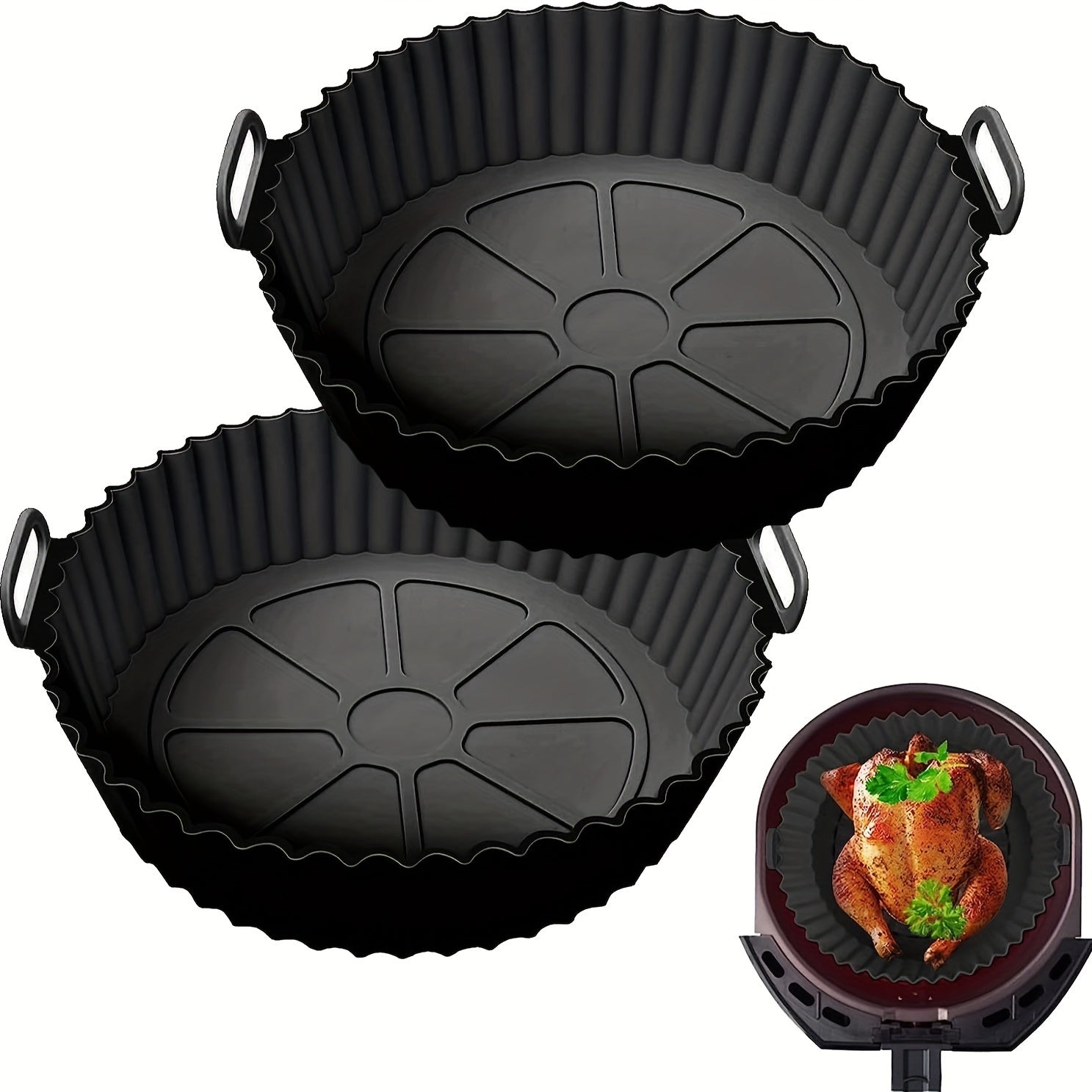 2 Pieces Silicone Air Fryer Liners Reusable Non-Stick Kitchen Accessories