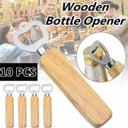 Set of 10 Wooden Bottle Openers for Beer Soda Wine Caps Kitchen Bar Tools