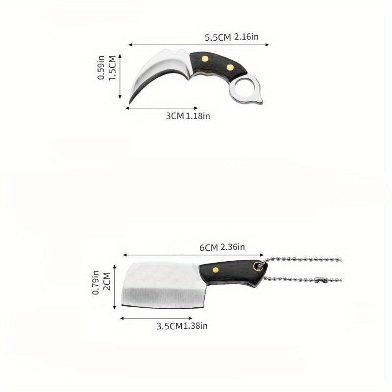 Set of 6 Mini Knives with Sheaths Including Chef Knife Bottle Opener and Keychains