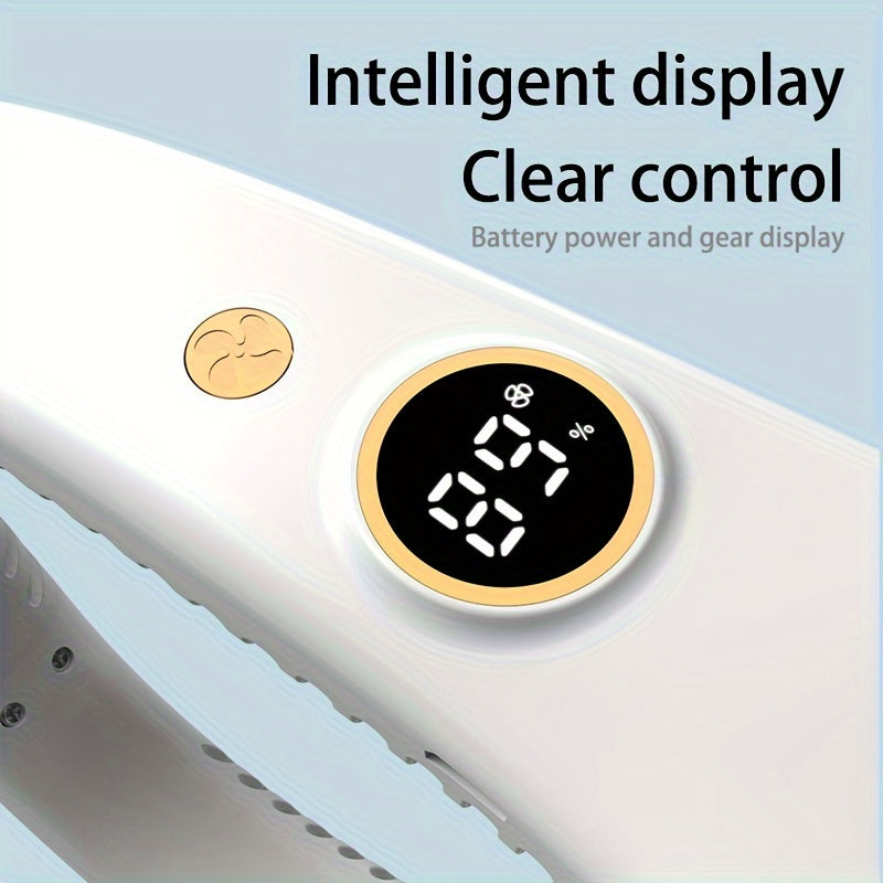 Portable Bladeless Neck Fan with Digital Display Rechargeable Wearable Cooling Fan