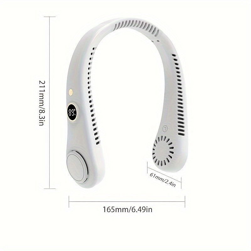 Portable Bladeless Neck Fan with Digital Display Rechargeable Wearable Cooling Fan