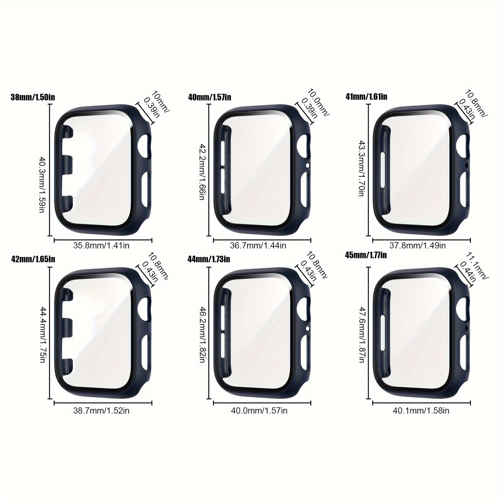 4-Piece Apple Watch Case and Screen Protector Set for Series 8/7/SE/6/5/4/3/2 40mm-45mm Ultra-Thin Scratch-Resistant