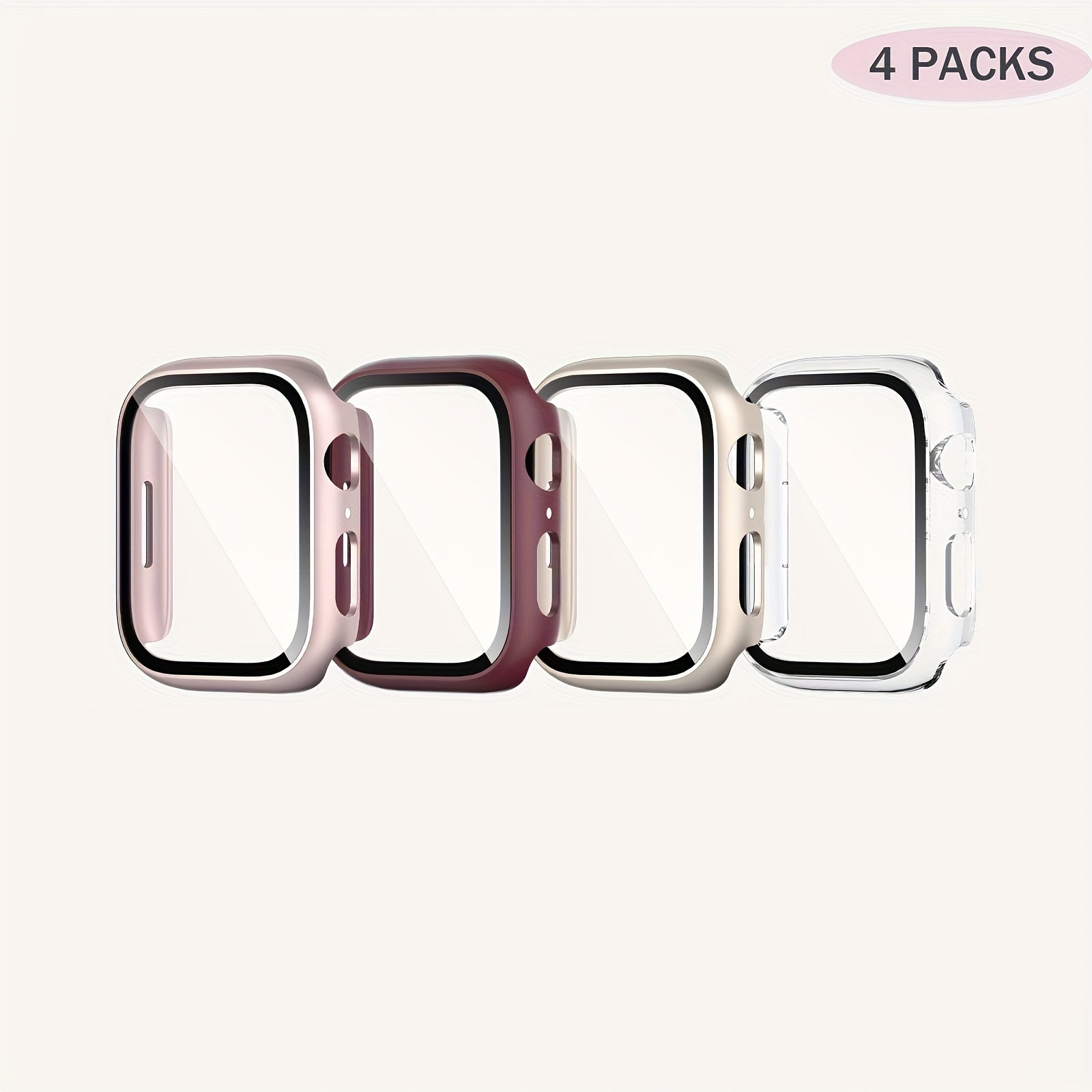 4-Piece Apple Watch Case and Screen Protector Set for Series 8/7/SE/6/5/4/3/2 40mm-45mm Ultra-Thin Scratch-Resistant