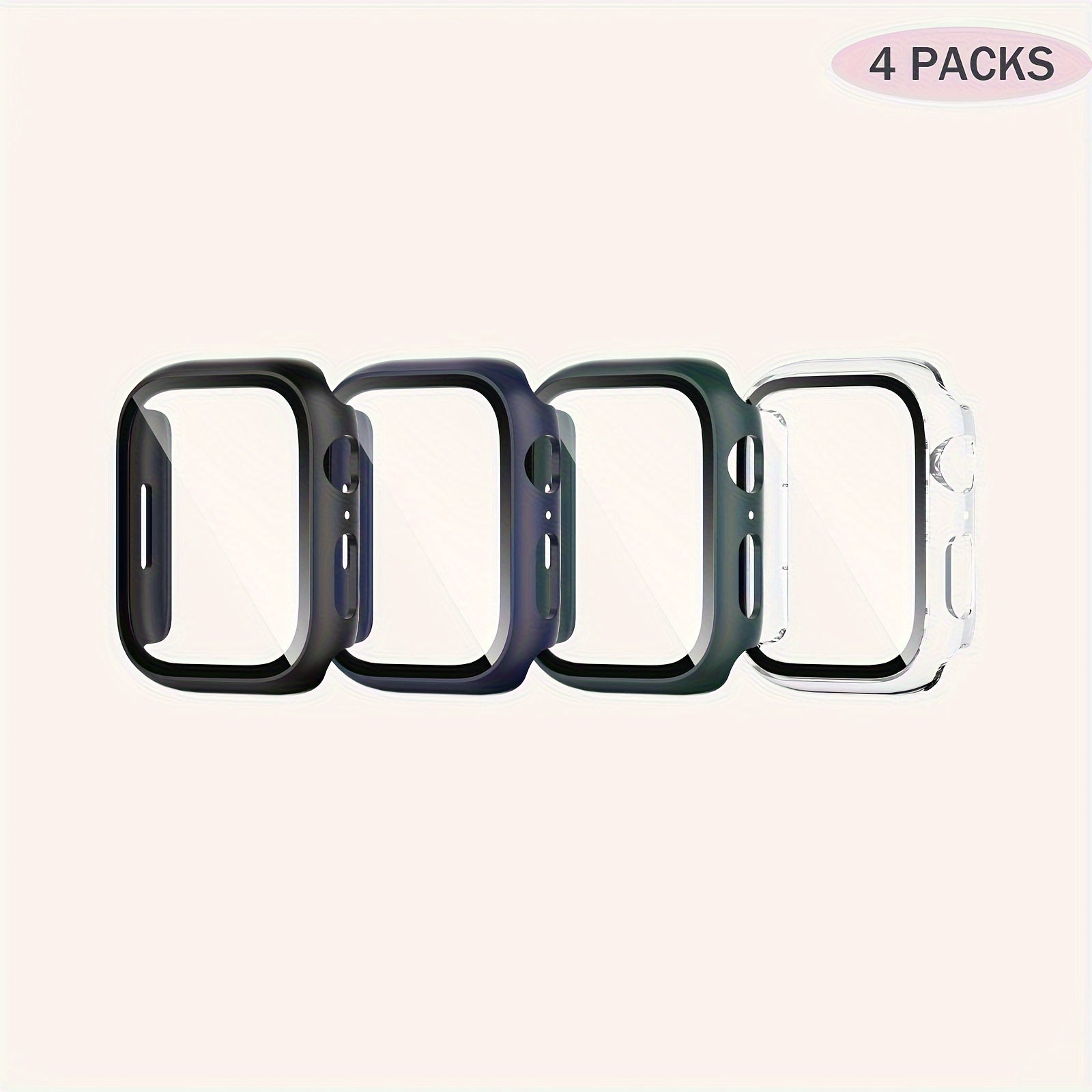 4-Piece Apple Watch Case and Screen Protector Set for Series 8/7/SE/6/5/4/3/2 40mm-45mm Ultra-Thin Scratch-Resistant