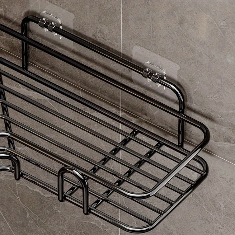 Rust-Proof Wrought Iron Wall-Mounted Triangular Shower Caddy with 2 Shelves