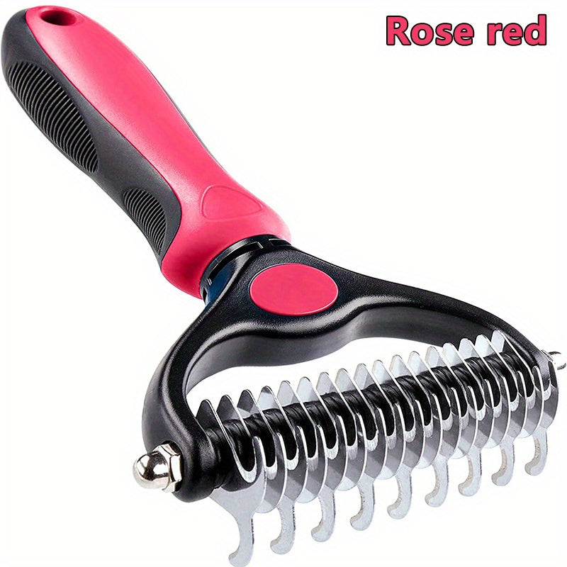 Double-Sided Pet Grooming Brush for Shedding and Matting Extra Wide Blue for Dogs and Cats