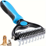 Double-Sided Pet Grooming Brush for Shedding and Matting Extra Wide Blue for Dogs and Cats