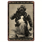 Metal Tin Sign Ocean Diver Quote Wall Decor Retro Nautical Gift