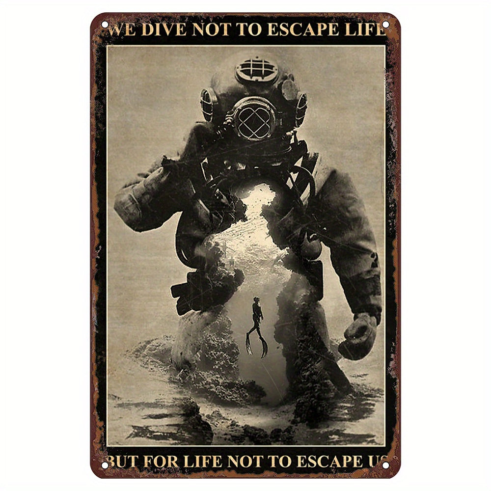 Metal Tin Sign Ocean Diver Quote Wall Decor Retro Nautical Gift