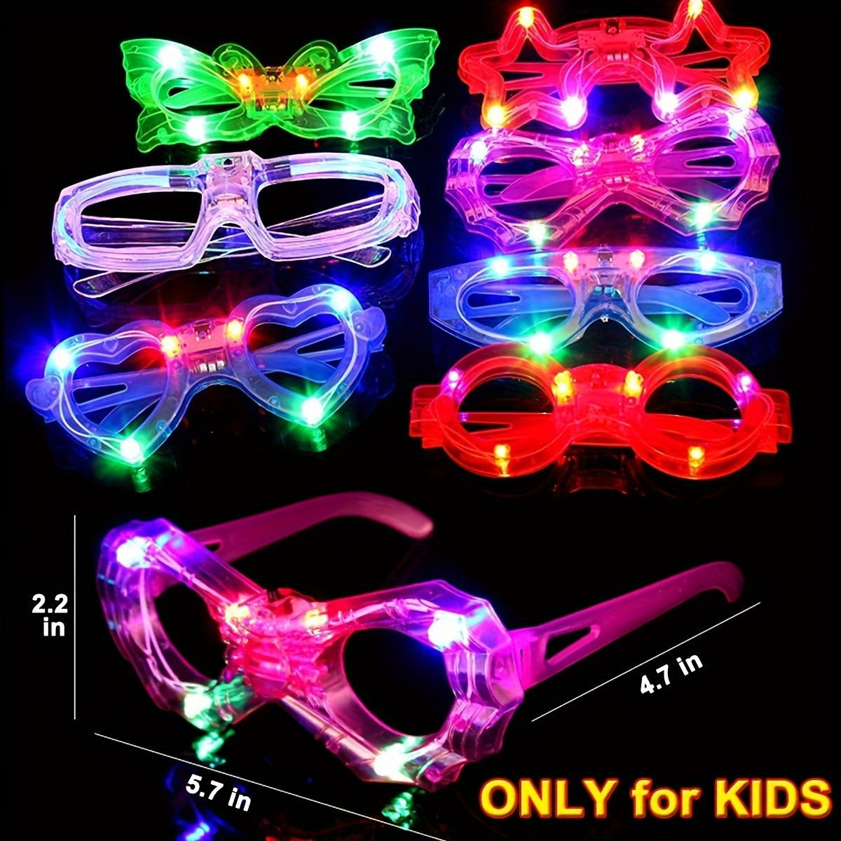 Gafas con luz LED que brillan con 6 formas, incluye 3 pilas, para fiestas y eventos