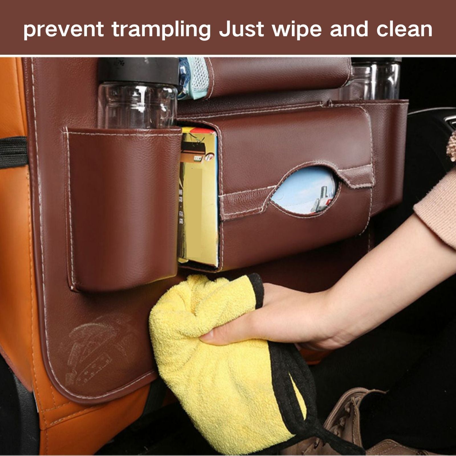 1 шт. Универсальный органайзер для заднего сиденья автомобиля из кожаного материала для улучшения хранения, максимизации пространства и поддержания чистоты в интерьере автомобиля. Легкий в установке, прочный мешок.