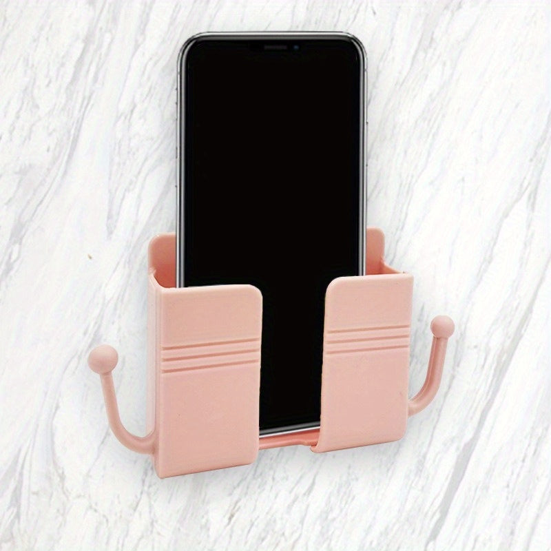 Wall-Mounted Remote Control Rack with Phone Charging Stand for Home Office Decor
